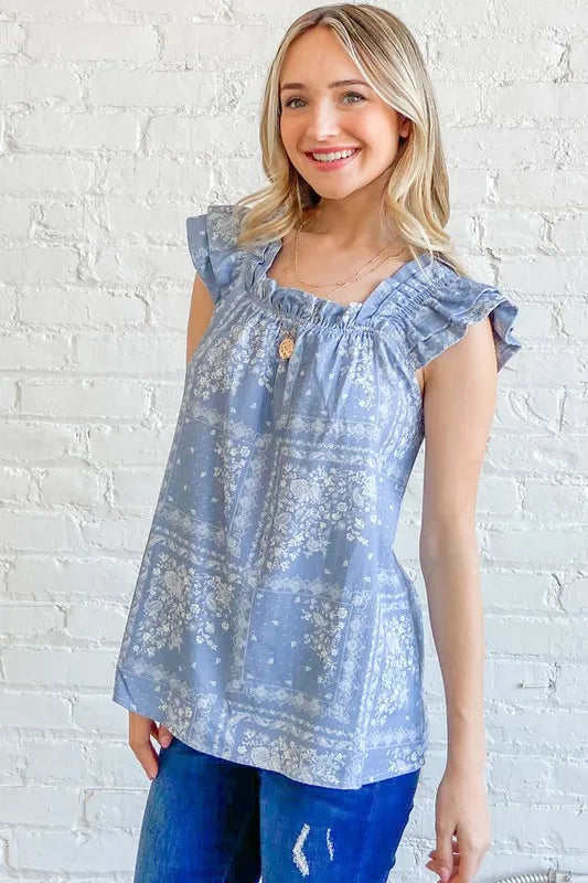 And The Why Boho Print Rayon Linen Ruffle Baby Doll Tank Top 345019866c734bddbe5955664a7ddef3-Max-Origin