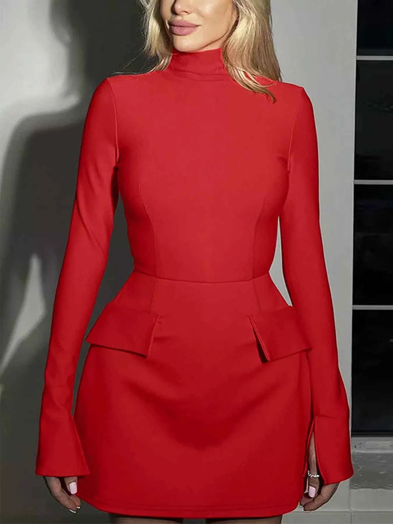 Mock Neck Long Sleeve Bodycon Dress 34510d22-8d5b-4c1b-bc4a-5a6b8279a058-Max-Origin