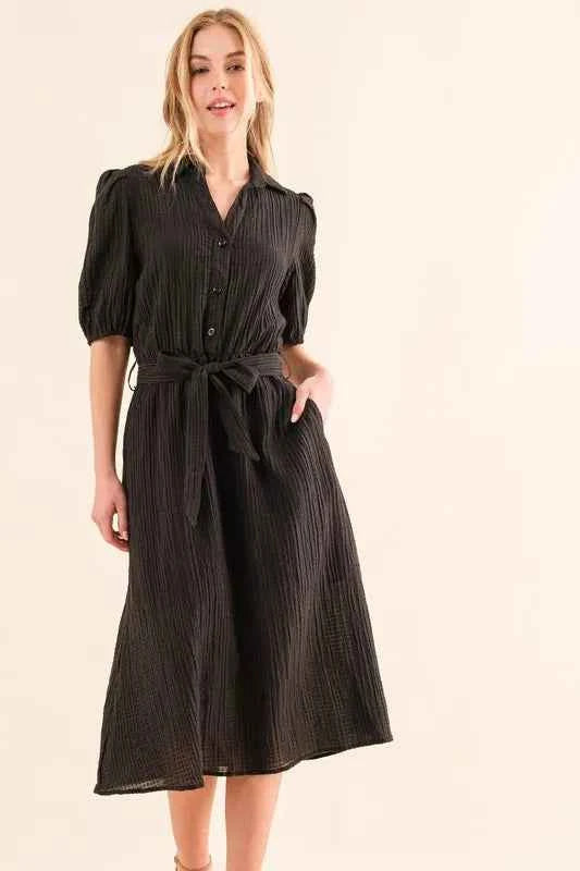 And The Why Waffle Textured Ribbon Waist Midi Dress 345177d8229b4345b5261586b609c424-Max-Origin