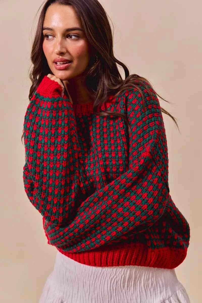 SO ME Textured Two Tone Sweater 345457a1-3d38-4fa2-a4e5-30581e158e7c-Max-Origin