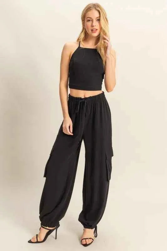 HYFVE Crop Top and Cargo Pants Set BLACK 346b1c064a5d44b58593b7cb9635b8e6-Max-Origin