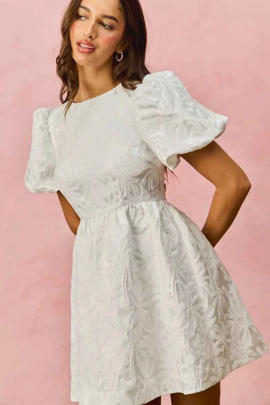 Floral Jacquard Bubble Shorts Sleeves Mini Dress 346ca49ad02e4ff6ba299f2f1fad0df5-Max-Origin