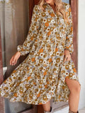 Floral Print Balloon Sleeve Midi Dress Light Brown 34771396eea44d4183748aa98039d0a8-Max-Origin