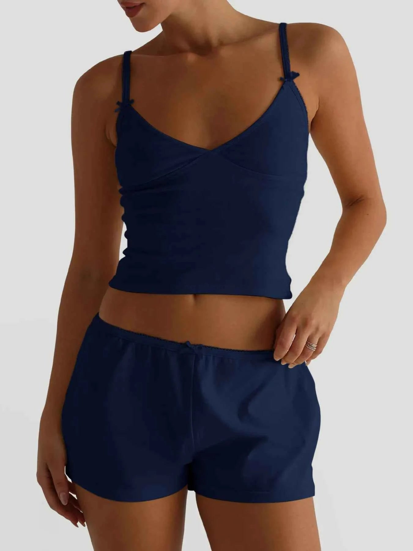 V-Neck Cami and Shorts Set Navy Blue 34924ee6713340aa97bf0f682f0dbbd0-Max-Origin