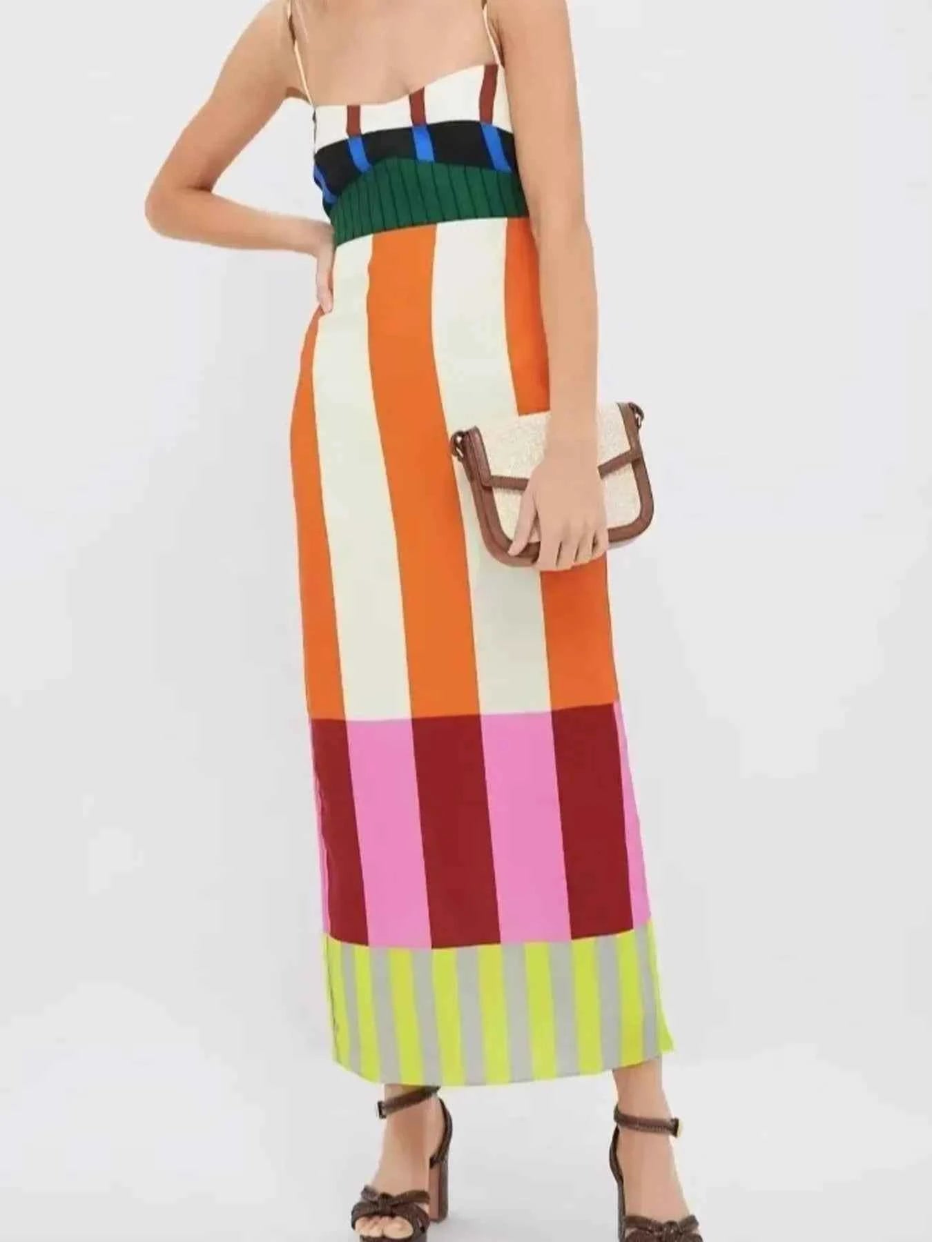 Colorful Stripe Square Neck Cami Dress Multicolor 349532dd191842ef84aef03c695b0fe6-Max-Origin