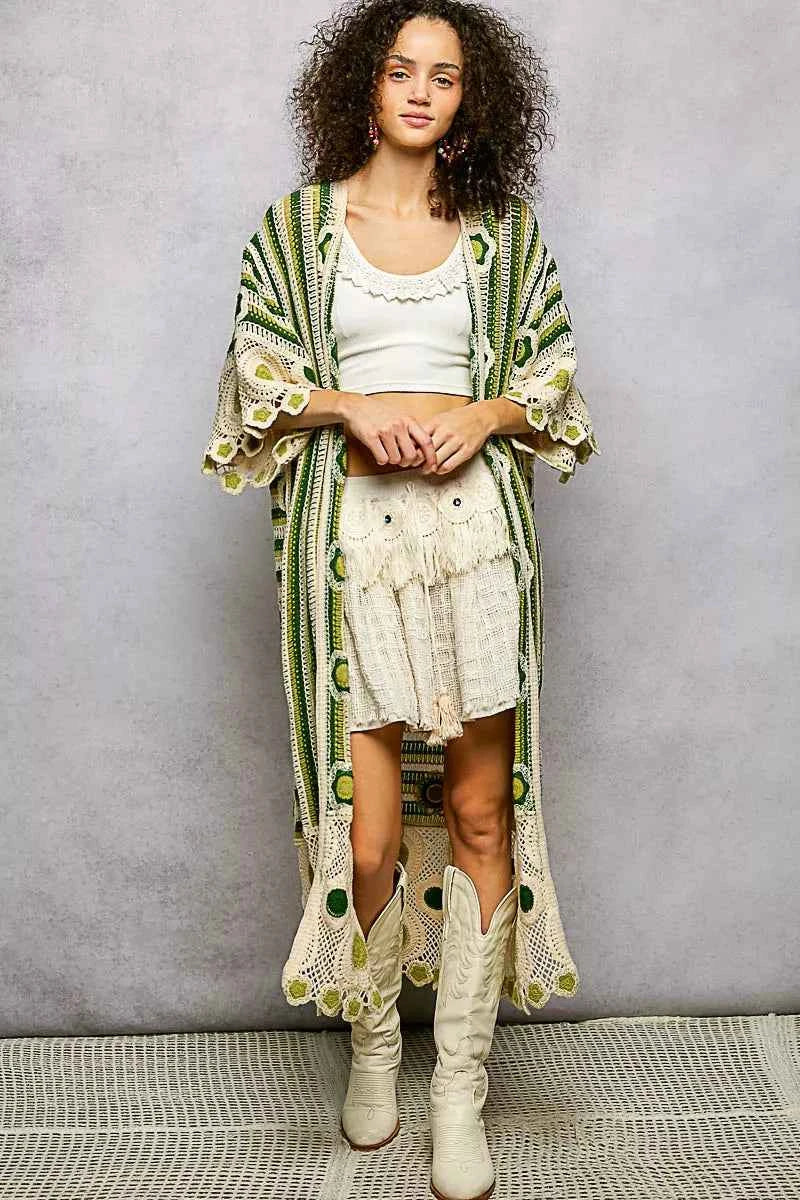 POL Striped and Floral Pattern Crochet Longline Cardigan 34976dbc-4431-4586-af44-4fd240f12669-Max-Origin