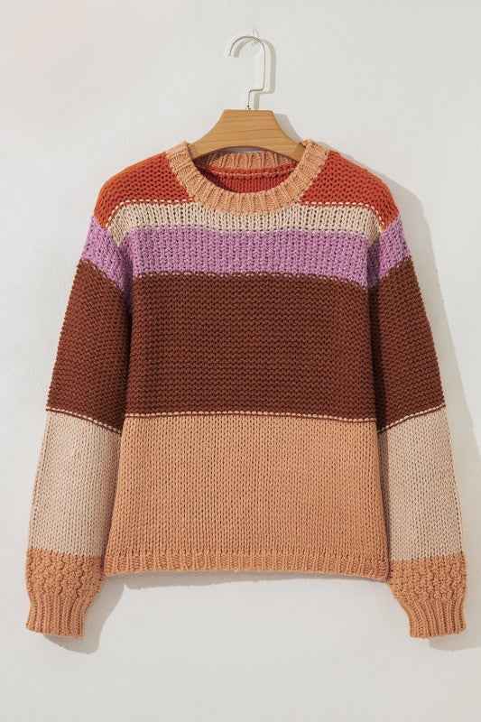 Colorblock Drop Shoulder Cropped Sweater 349f36b6-e627-4c10-917c-b09dc1f1541e