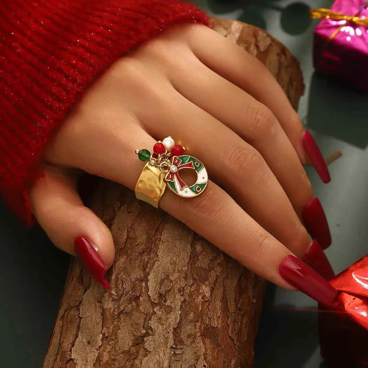 18K Gold-Plated Christmas Charm Ring Style E onesize 34a108c6-cbcf-4f0b-846c-88eb19a94d90-Max-Origin