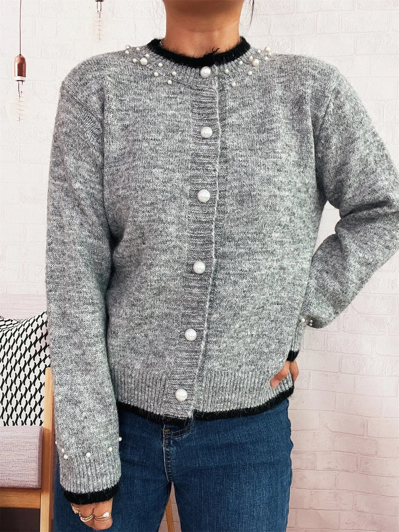 Pearl Embellished Button-Front Cardigan 34a979c8649741a68eae34232aa0832f-Max-Origin