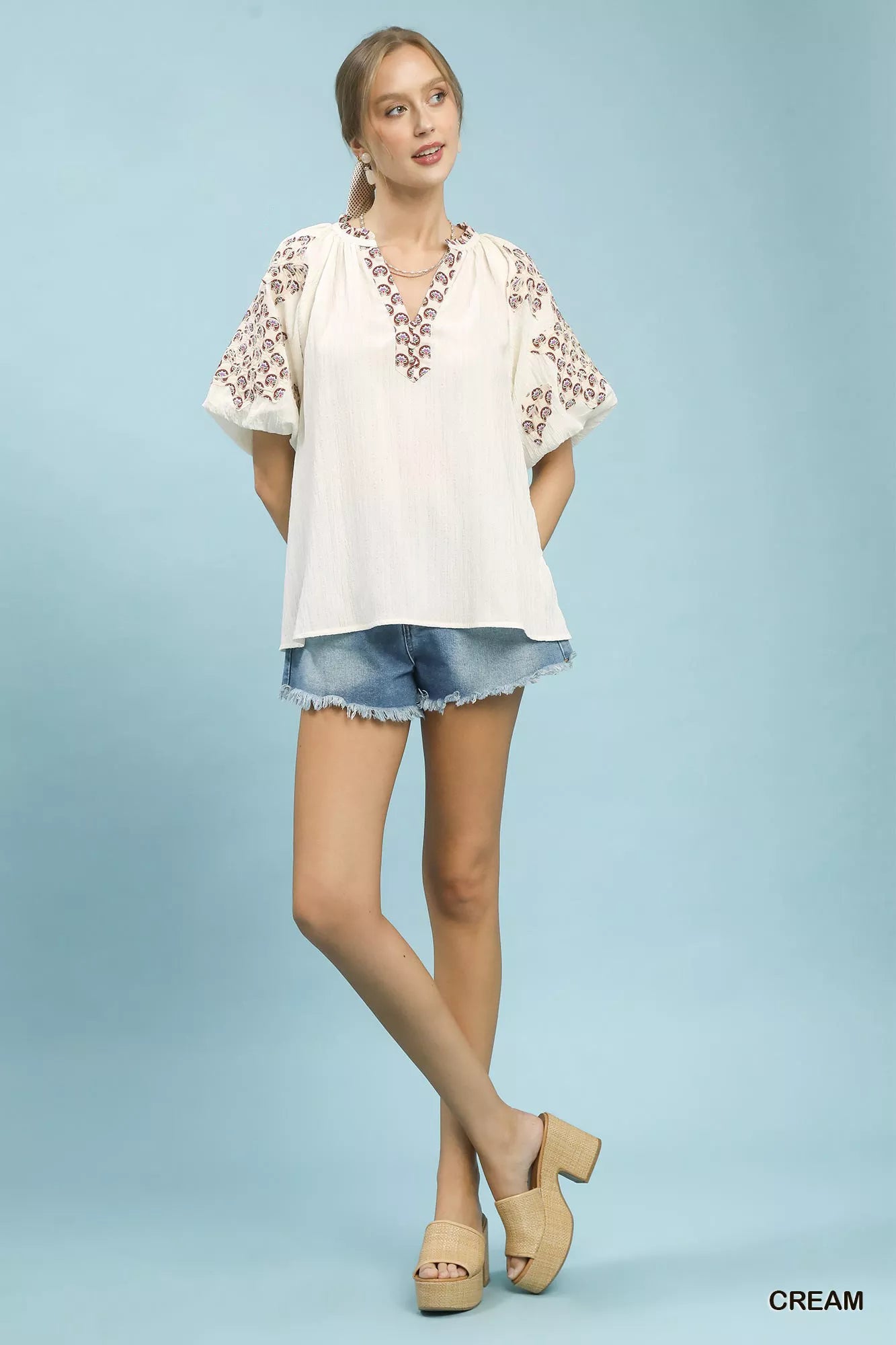 Umgee Embroidered Sleeve Contrast Trim Top 34af5048-4a63-49ee-9603-ab00f2dc4899-Max-Origin