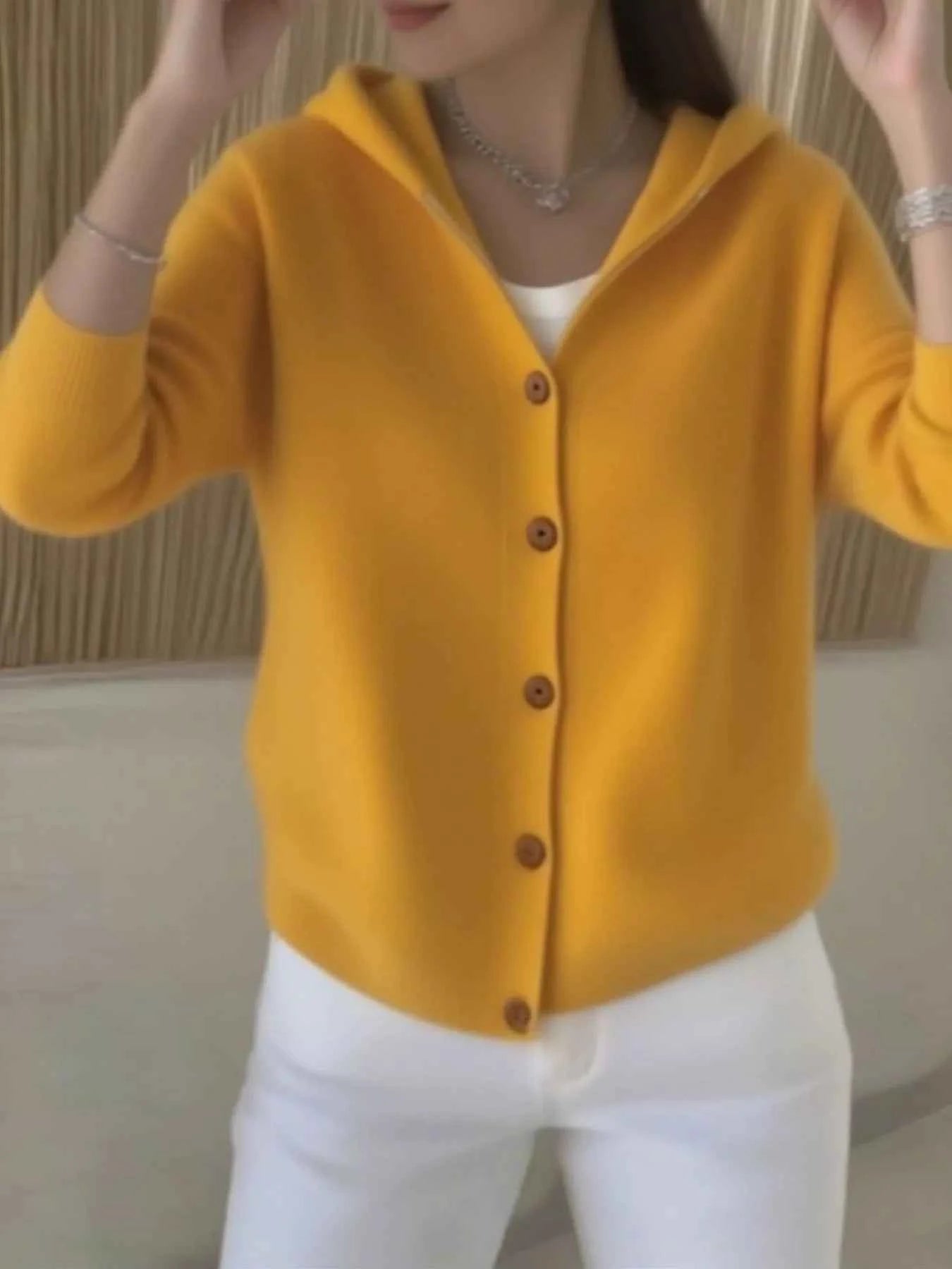 Full Size Hooded Button-Down Knit Cardigan Plus Size Yellow 34b126d0-64ef-45ef-b844-c018d3a569b3-Max-Origin