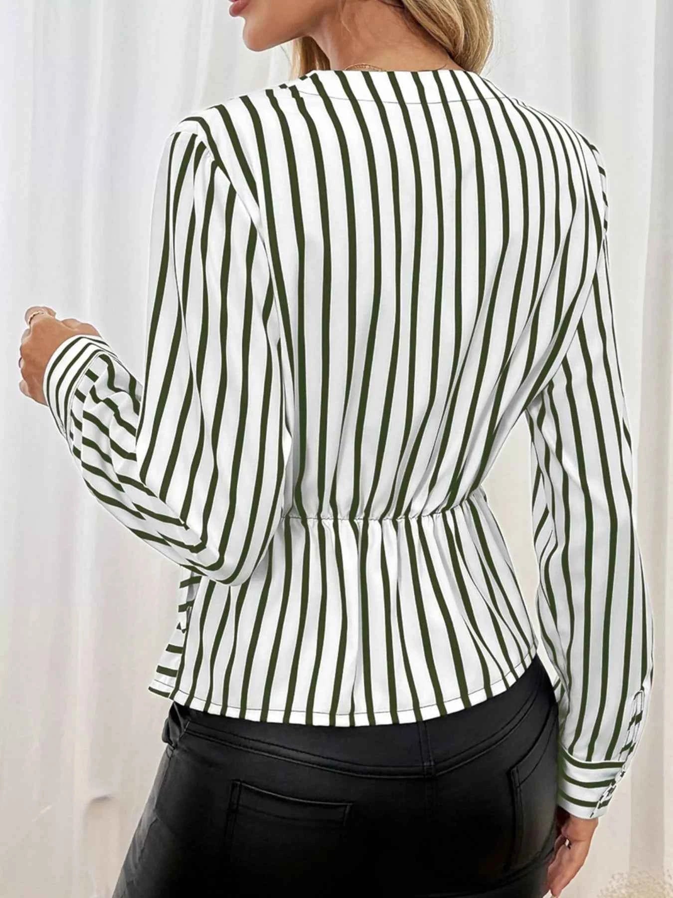 Striped Color Block Surplice Shirt 34b409df-61d3-463d-8a41-7983dfb306a1-Max-Origin