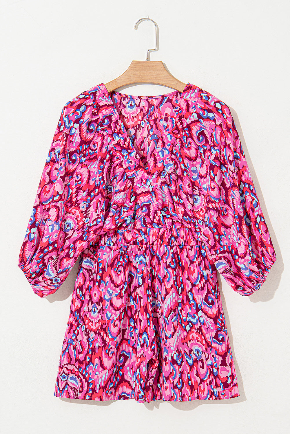Pink Abstract Print Dolman Sleeve V Neck High Waist Romper 34b9478c6d4bee6e_589cd941-bce2-4d39-8637-d1c37a4af60b