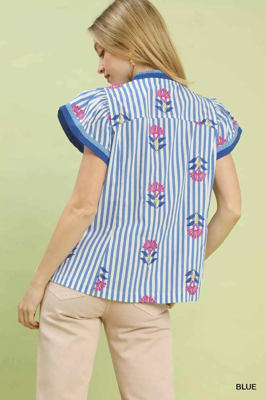 Umgee Embroidered Striped Flutter Sleeve Top 34ba8601-b157-4fc4-8bbc-c02e9381d7b7-Max-Origin