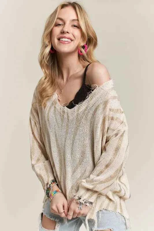 ADORA Frayed Zebra Knit Top 34c1fc57c54448bc8f6f7346ed6e4db3-Max-Origin
