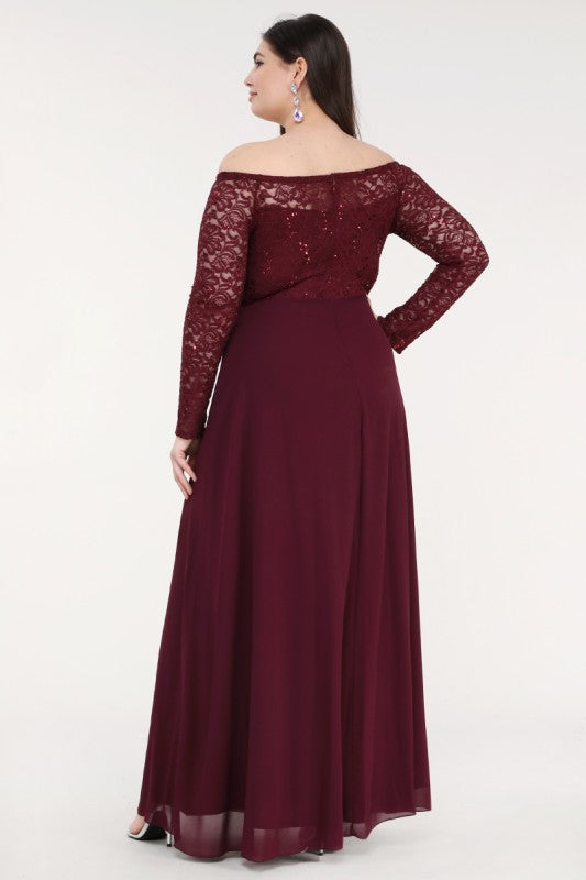 Plus Size Lace Evening Gown – Long Sleeve Chiffon A-Line Dress for Women 34c7350f-b212-4bfb-8b2a-04b49c2b52ca