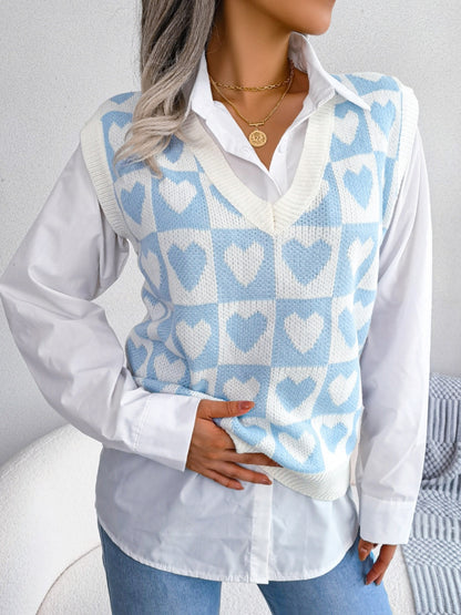 Heart V-Neck Sweater Vest