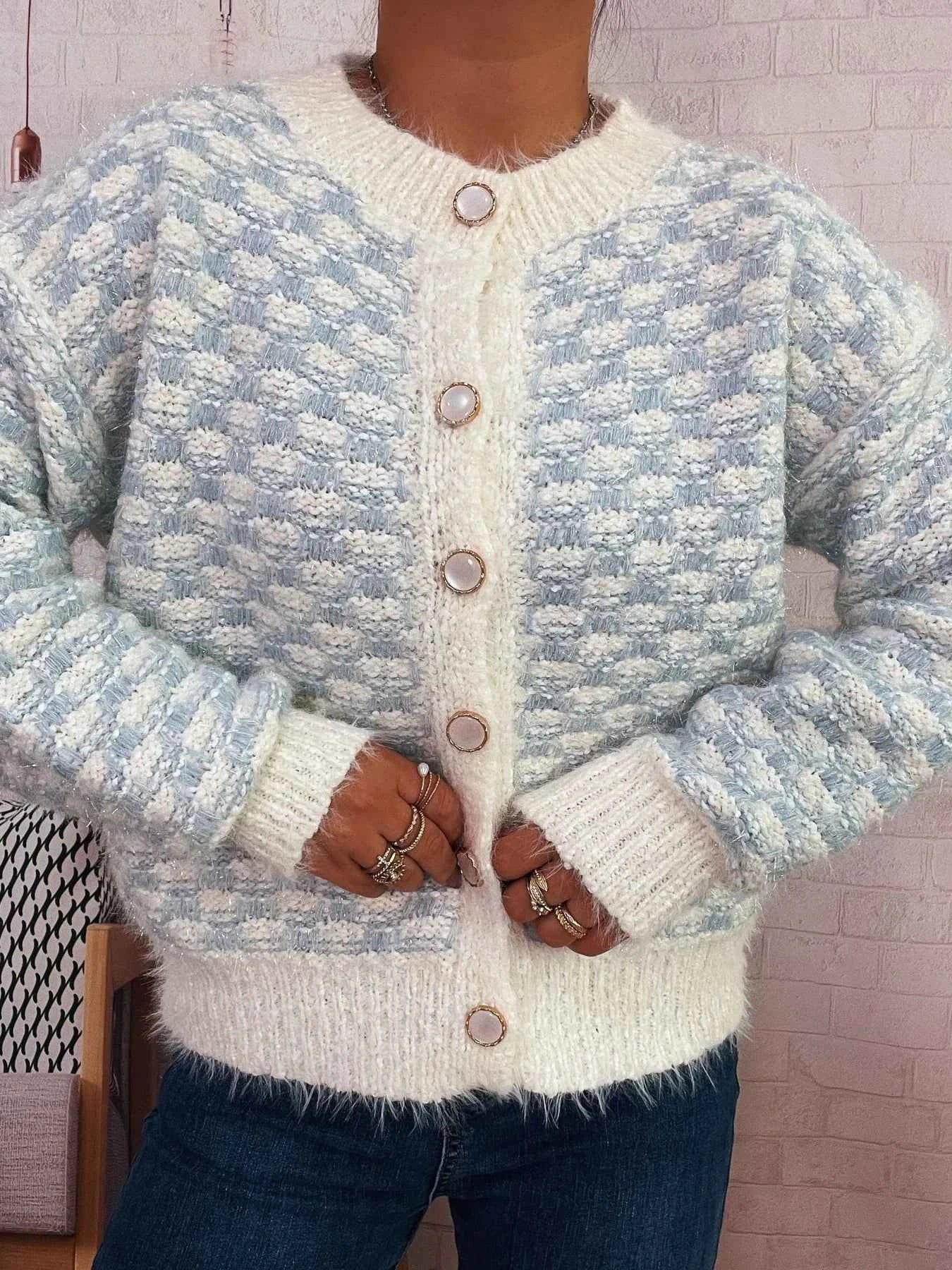 Fluffy Textured Button-Up Cardigan 34d17072a2694353ad25c4f657958223-Max-Origin