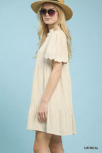 Umgee Linen Tiered Babydoll Dress with Scalloped Sleeves 34d25e07-2f36-4069-bd3f-848ef9a66a8b-Max-Origin