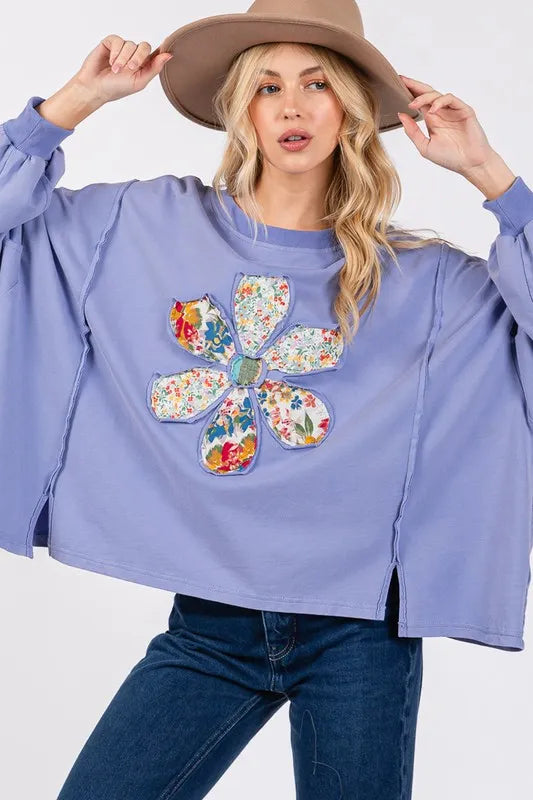 SAGE + FIG Flower Patch Dropped Shoulder Oversize Top 34df825f-5b6a-41f5-94f4-b54a6f561afb-Max