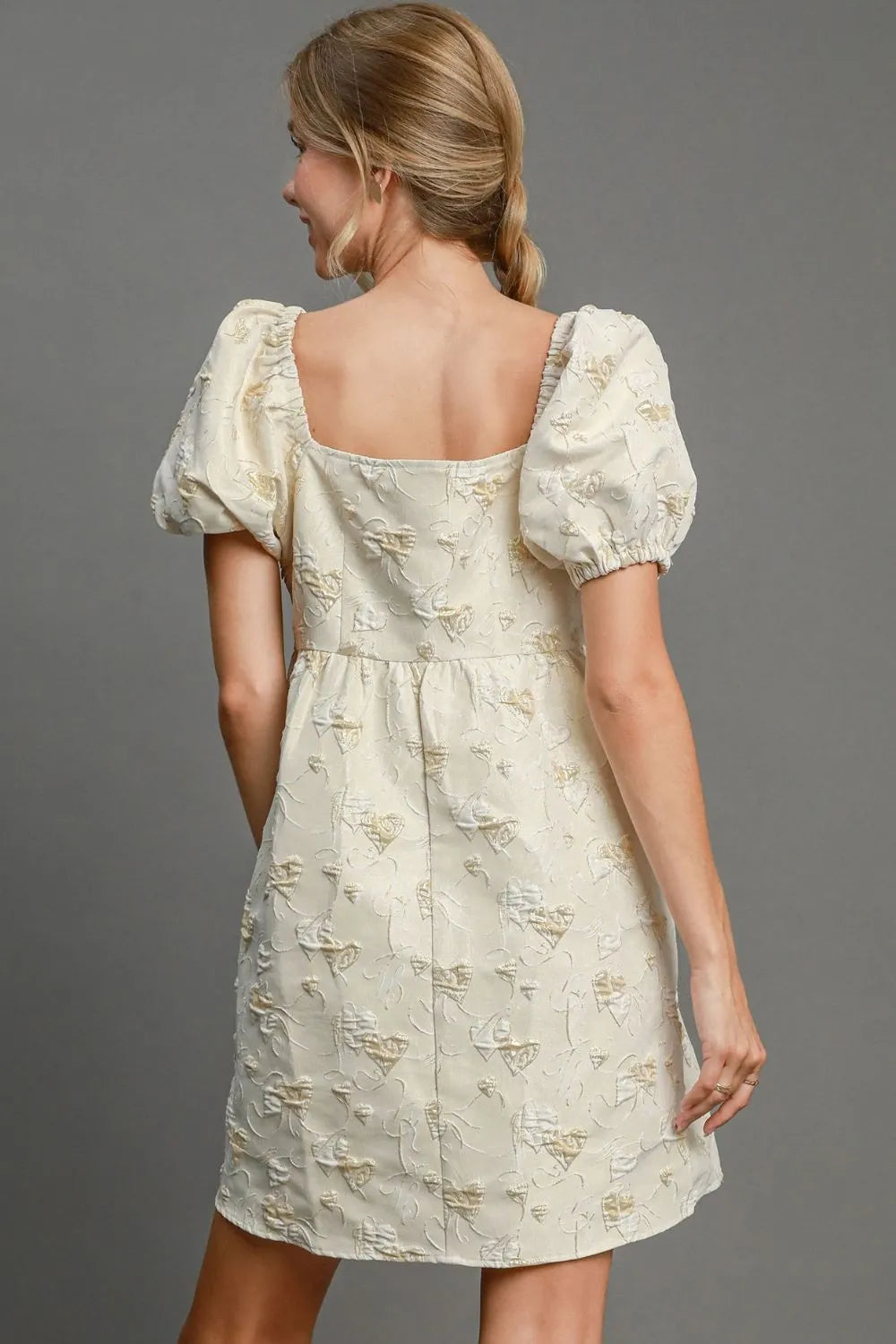 Umgee Heart Jacquard Square Neck Puff Sleeve Mini Dress 34f1ffaa-e2ec-4a62-a19b-dbb6968260b4-Max