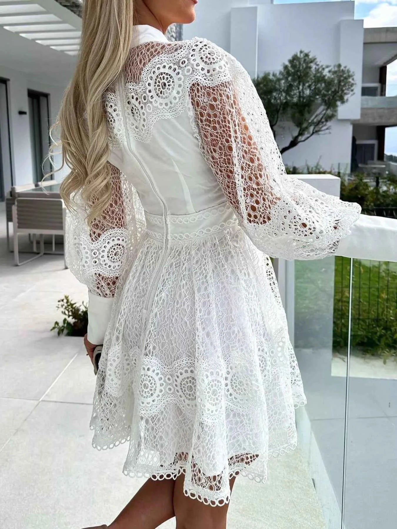 Lace Lantern Sleeve Mini Dress 34f8bf04-9c8a-4902-9ace-29d66afcf63c-Max-Origin