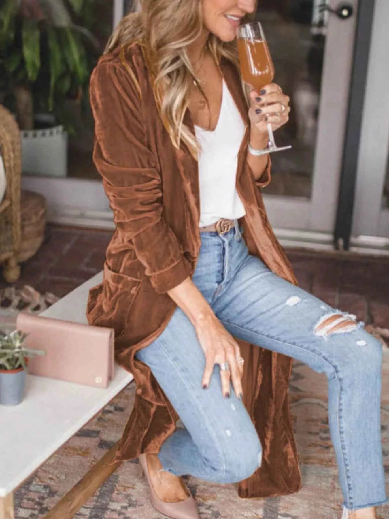 Open Front Long Sleeve Longline Cardigan 3511ae70-f51a-41e1-9bb8-eb4dcef1affd-Max-Origin