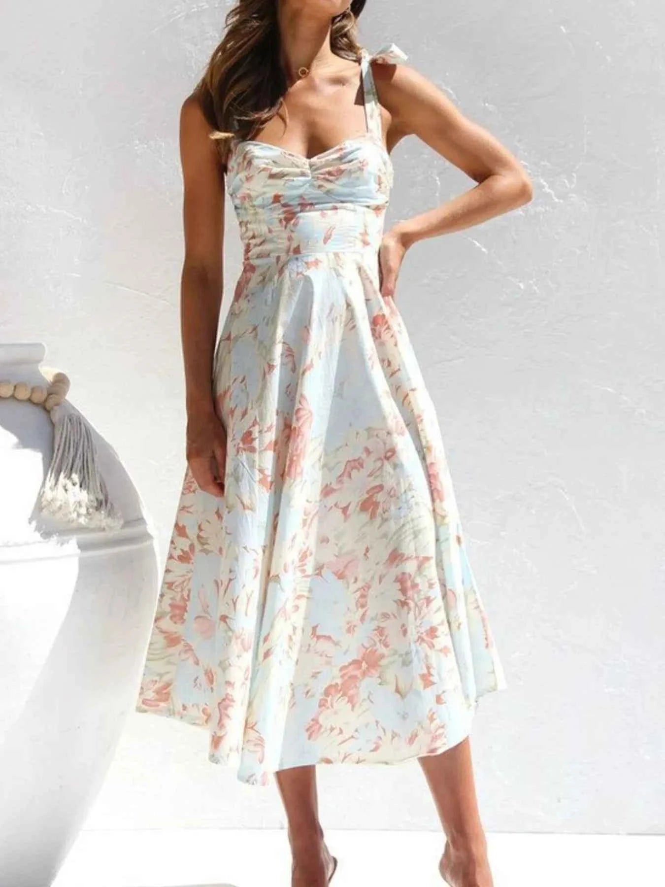 Floral Tie-Strap Sweetheart Neck Midi Dress Burnt Coral 351b94e8-6695-4189-996c-c0bc95537818-Max-Origin