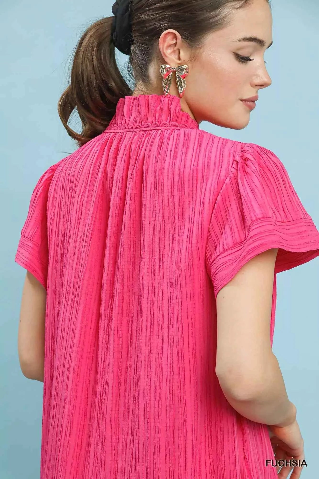 Umgee Flutter Sleeve V-Neck Shift Dress 35215349-7eee-4bdd-9799-1edf2d3cfbb0-Max-Origin