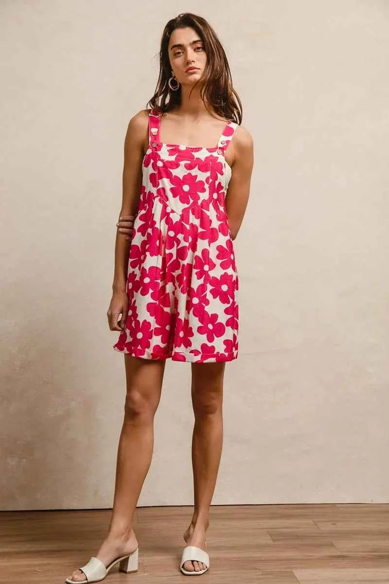BiBi Floral Prints Tuck Detail Short Overall With Pockets 352681692b774b2abd7c22c99eff0c95-Max-Origin