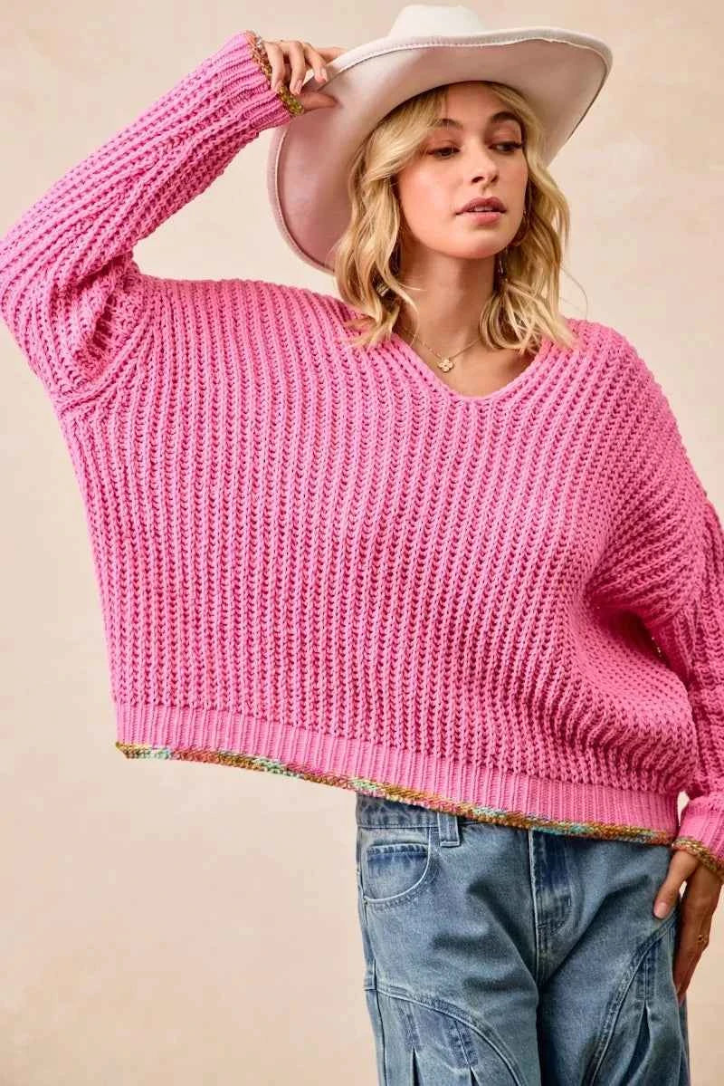 BiBi V-Neck Sweater with Colorful Trim 352ff3ba6b284c608902dc5336ef8c75-Max-Origin