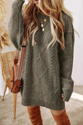 Cable-Knit Round Neck Sweater Dress Sage 3536365a-485e-4815-b659-84d567aff8e7-Max