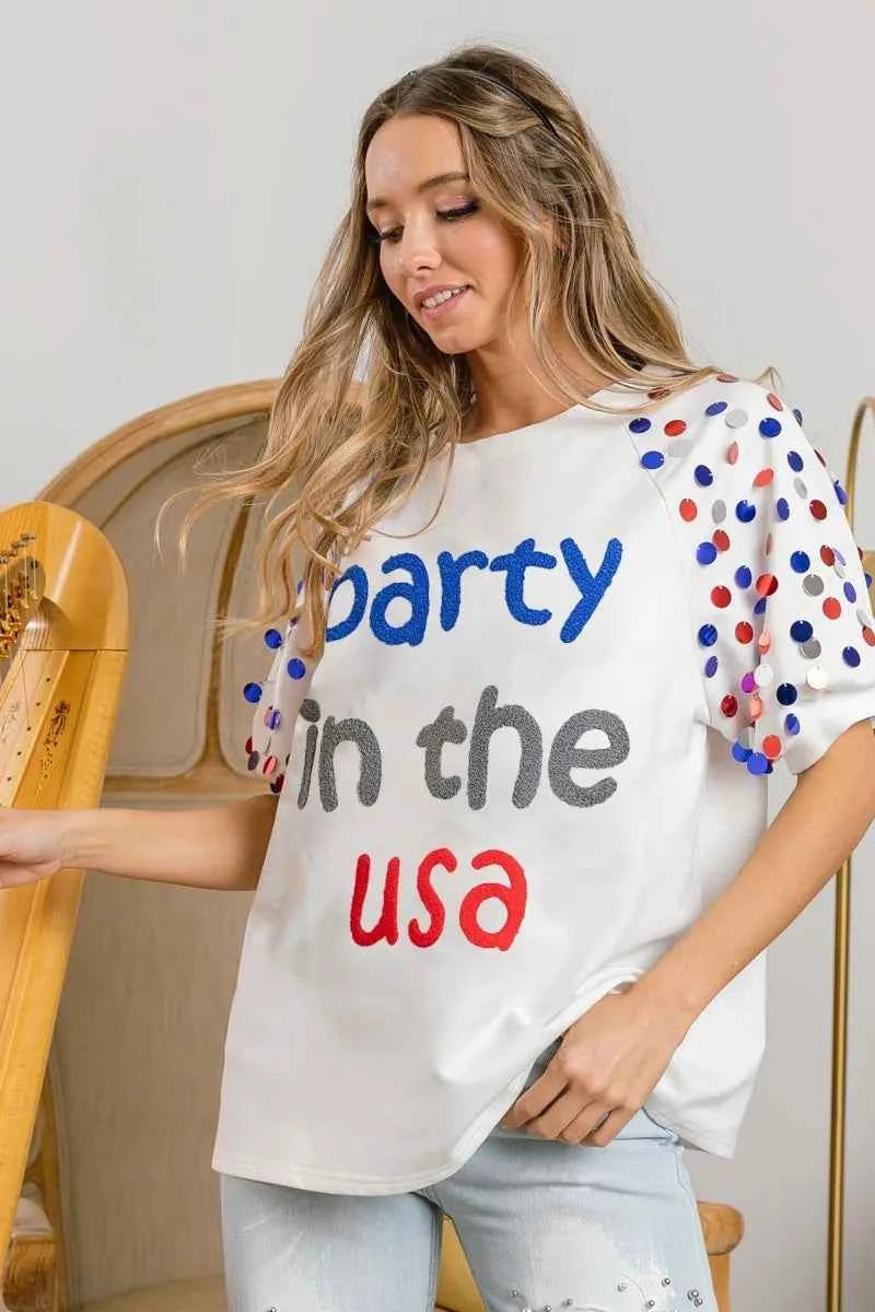 BiBi Party In The Usa Spangle Puff Sleeves Top 353e1dce8bf84920b5cfee9f30781ba6-Max-Origin