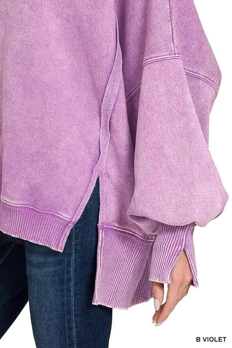 Zenana Acid Washed Batwing Sleeve Fleece Sweatshirt 354011da51c54b55b616fe2a31b3f13b-Max-Origin