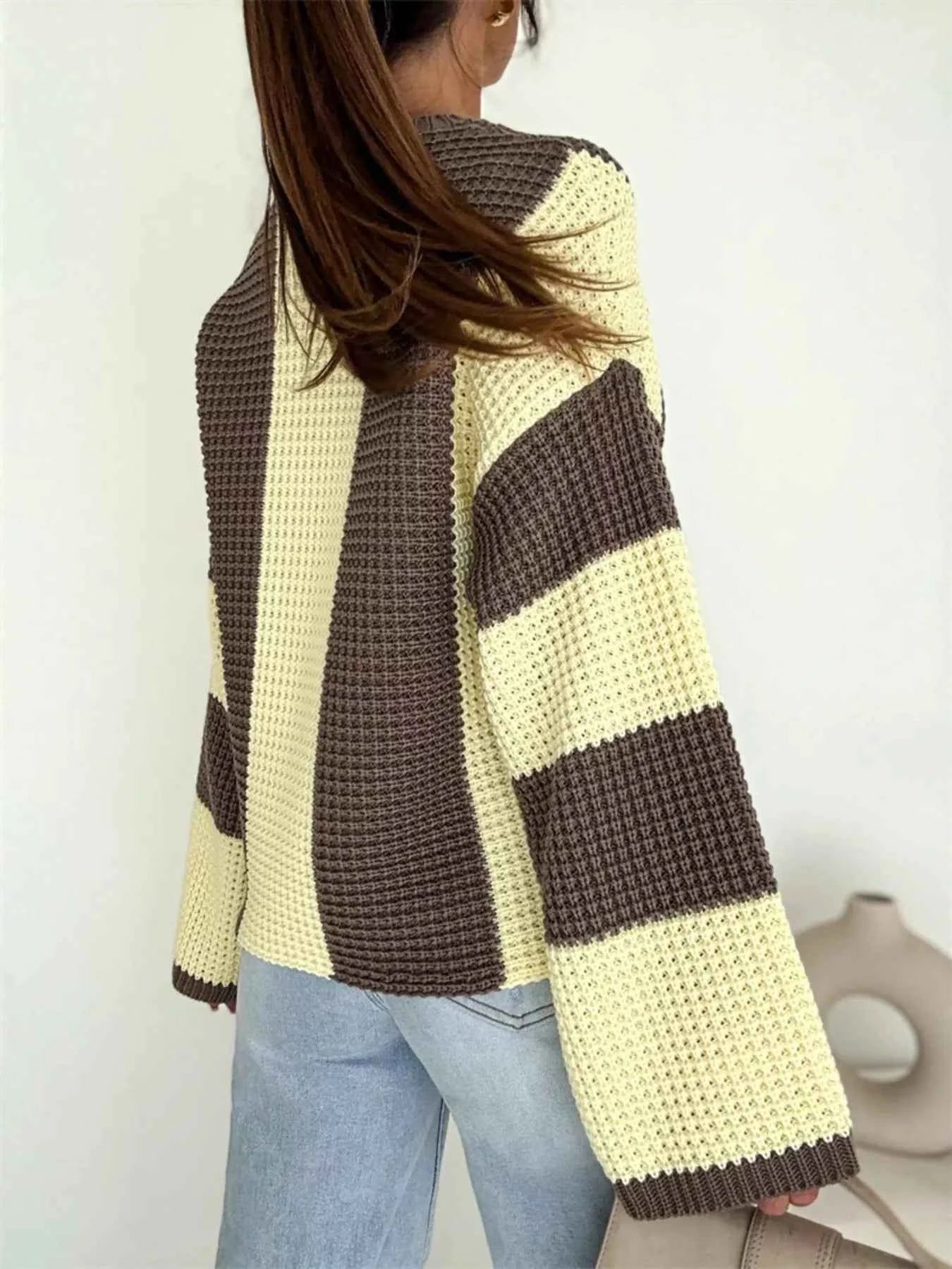 Color Block Long Sleeve Sweater 3540e9e013d3475d8190654289208811-Max-Origin