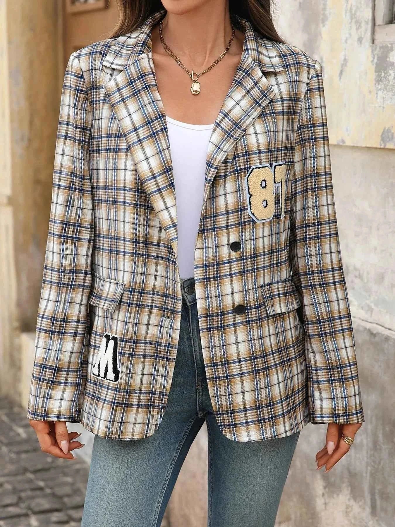 Number 87 Plaid Long Sleeve Blazer 35534f273aac4d5898916b0047b138e6-Max-Origin