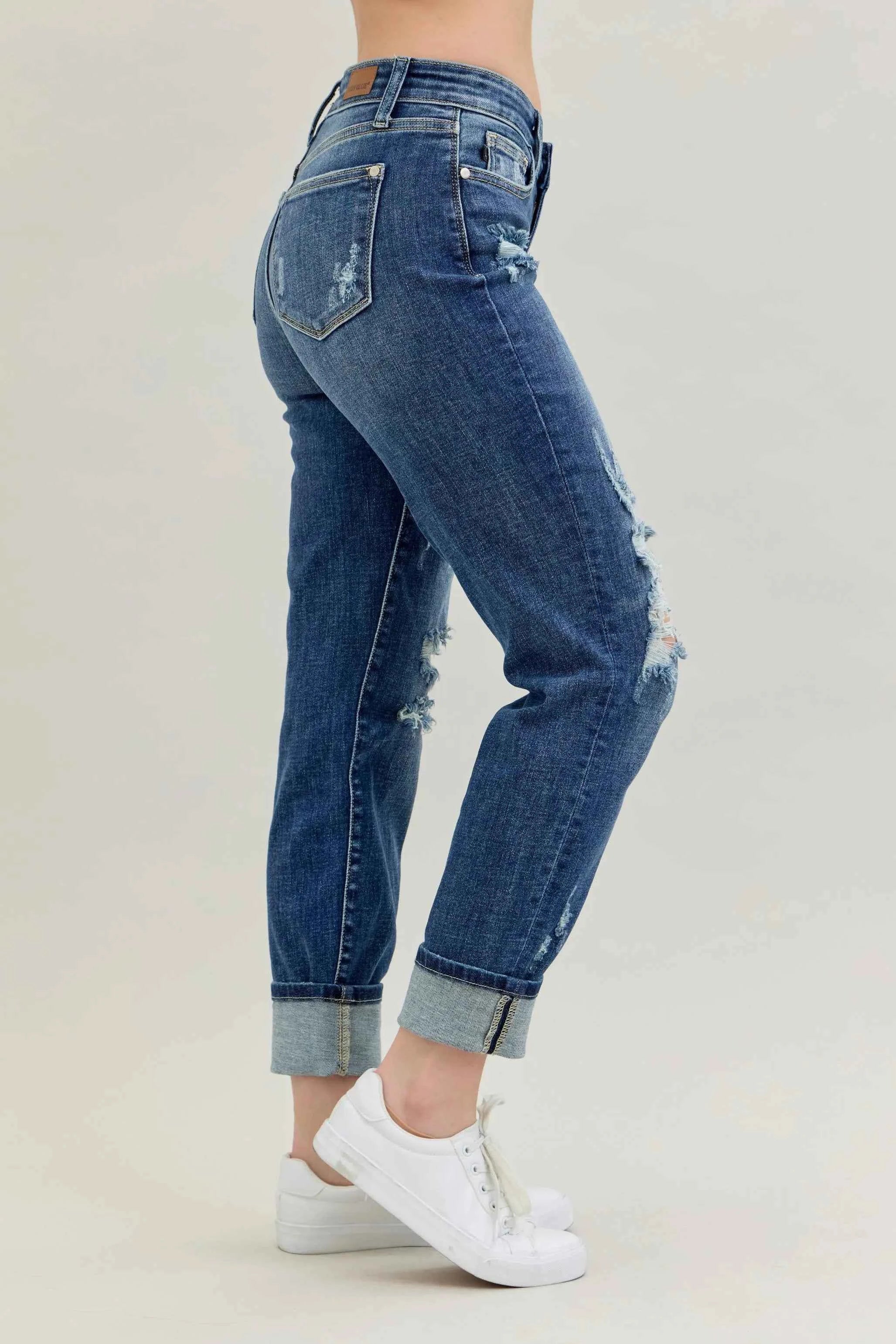 Judy Blue Full Size Mid Rise Cuffed Destroy Bf Jeans Plus Size 355dd055711e4ef69d9f971255ef9de8-Max-Origin