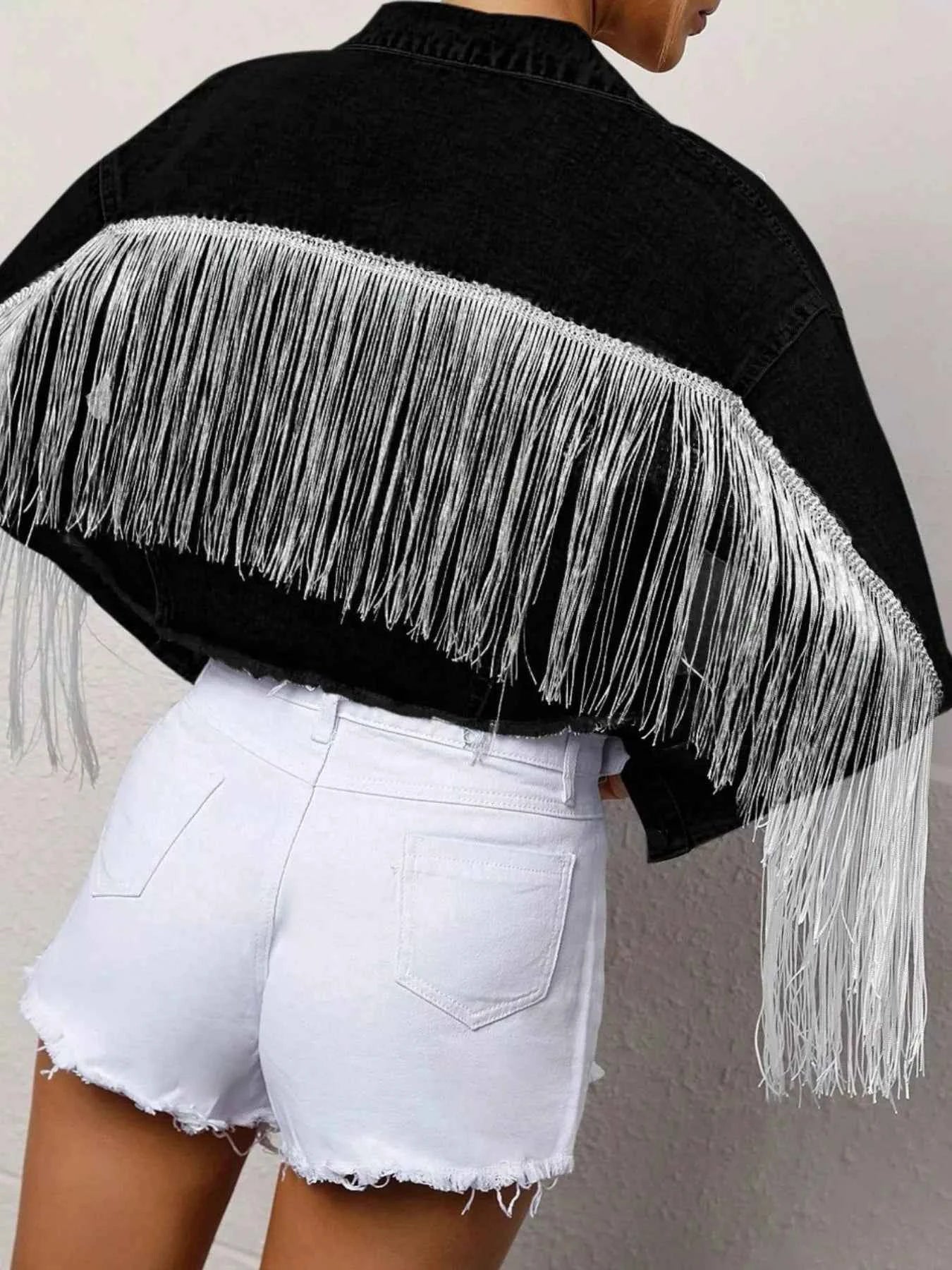 Fringe Button Up Cropped Denim Jacket 3563bc4d-57b6-4aab-b386-d57b6bf64d7d-Max-Origin
