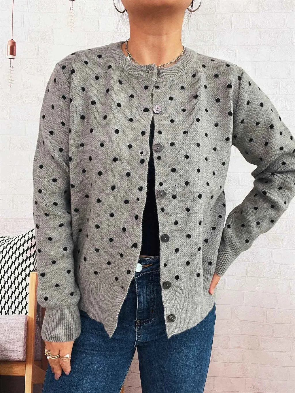 Polka Dot Button-Up Cardigan 35675c16545946bd8fd9d52408ddf00d-Max-Origin