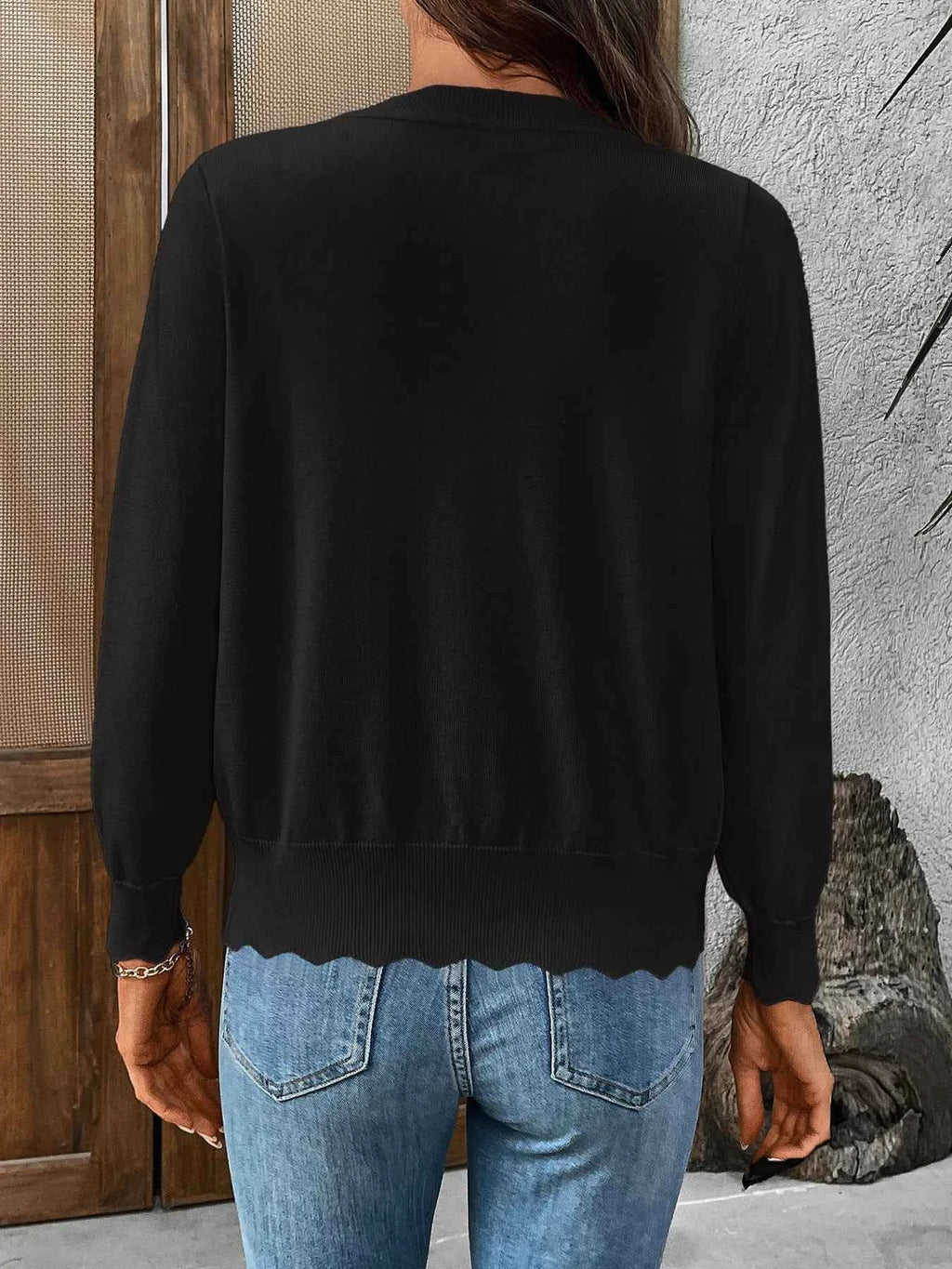 Ribbed Edge Button-Up Knit Cardigan 359006cf22074a85950d579bc7e87123-Max-Origin