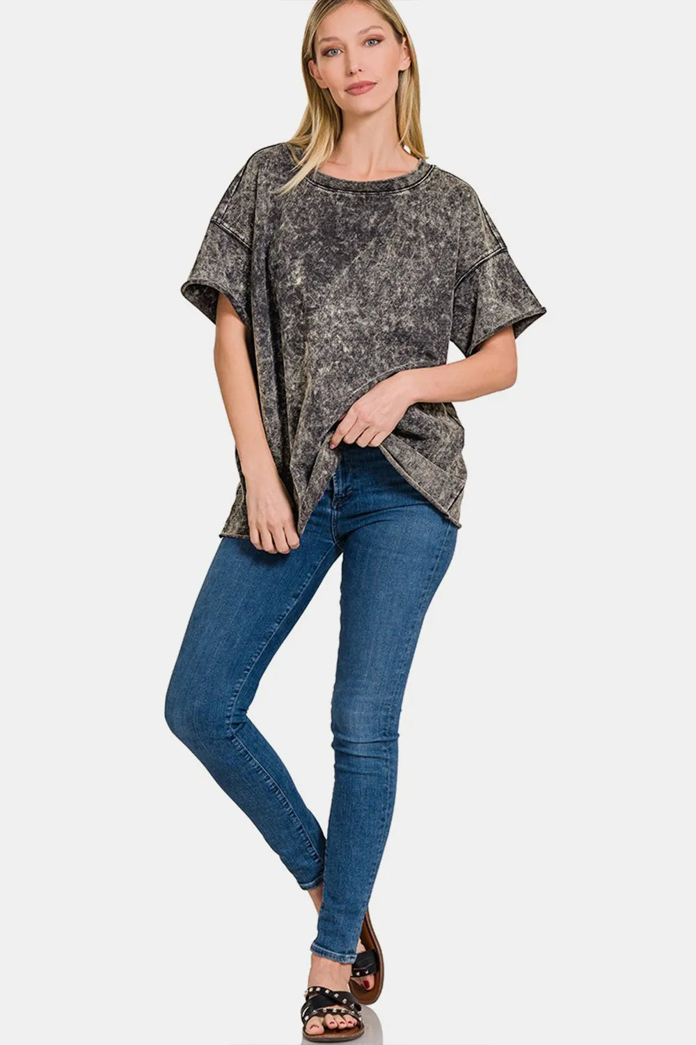 Zenana Rolled Round Neck Short Sleeve T-Shirt 3594d03d-692d-40c3-b703-7ed304313893-Max