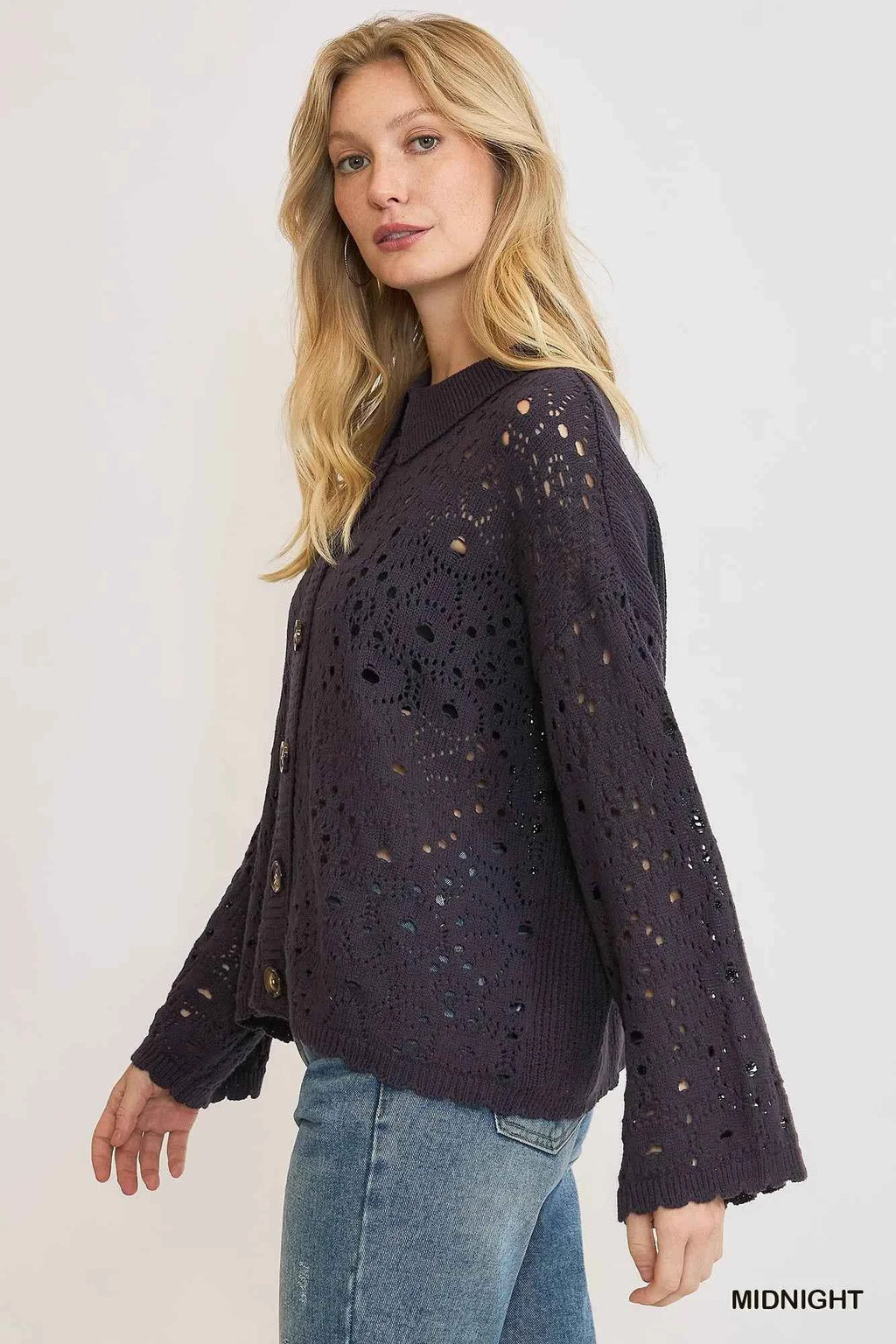 Umgee Hollow Out Button Down Cardigan 35a8ae8f-7477-4c40-bc05-e3fceb300694-Max-Origin