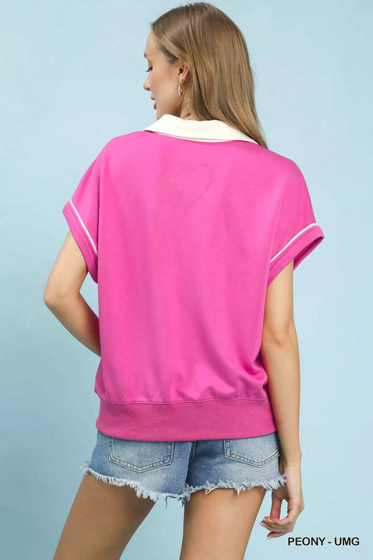 Contrast Collar Soft Knit Polo Top 35bd8430-a0d2-41a8-adb8-a953d6bfc88a-Max-Origin