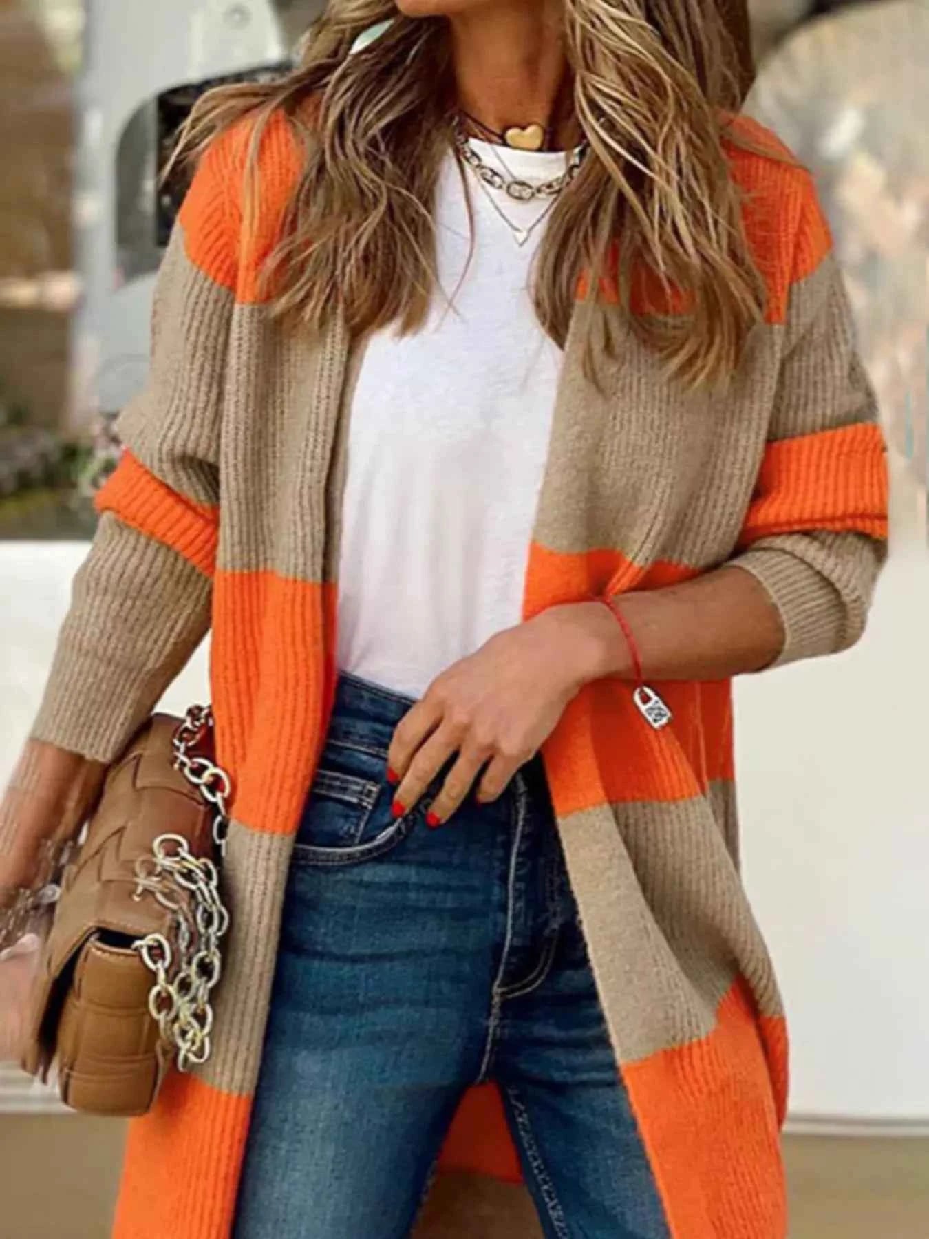 Color Block Open Front Knit Cardigan 35bea85a9c344b16a85ab3af9790bb9b-Max-Origin