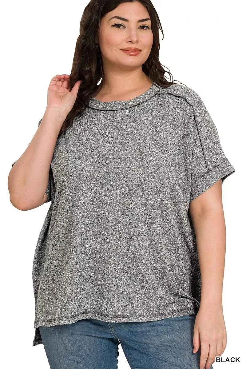 Zenana Full Size Soft Melange Hacci Short Sleeve Hi-low Tee Plus Size 35cba4d9-e9d3-4d44-8fc3-e4f0338bd6f3-Max-Origin