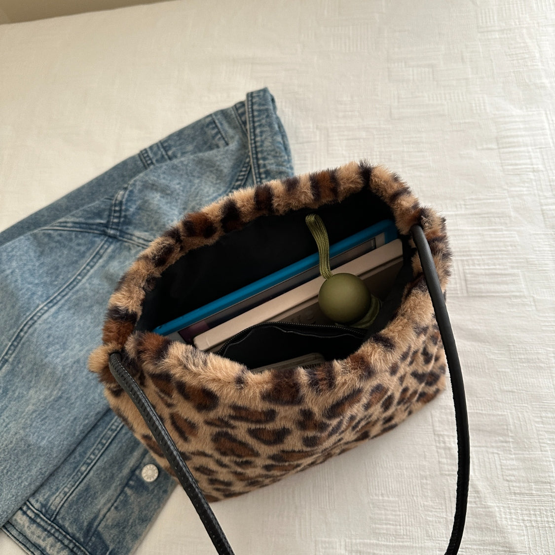 Leopard Furry Shoulder Bag