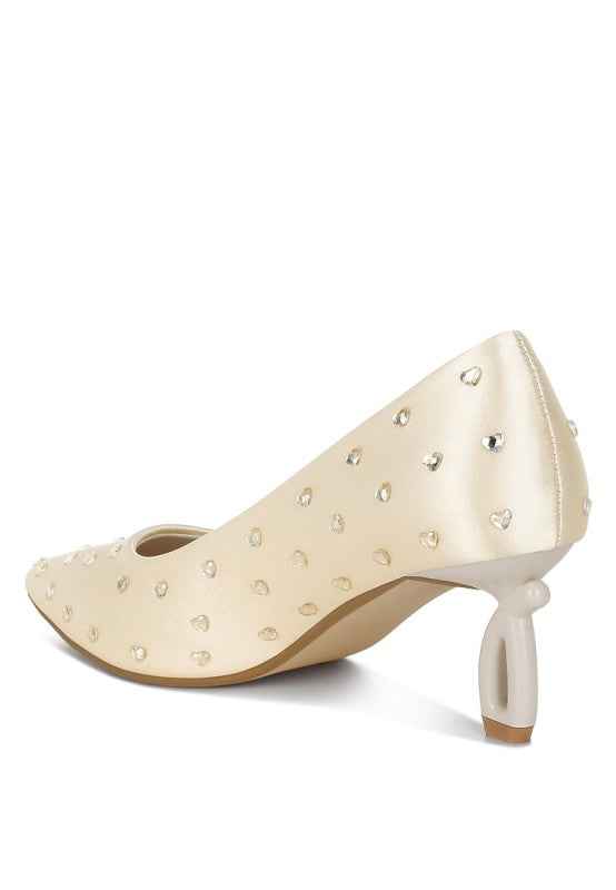 Madhara Heart-Shaped Rhinestones Pumps 35e2d7d9-1604-4e74-b64d-0ec8187b1187