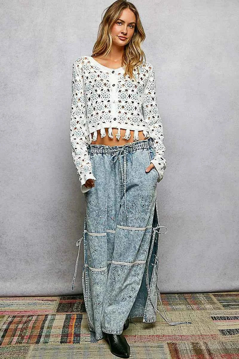 POL Openwork Floral Crochet Cardigan with Tassel Hem 35e9aafd-2190-41e6-b3d4-71b36d557751-Max-Origin