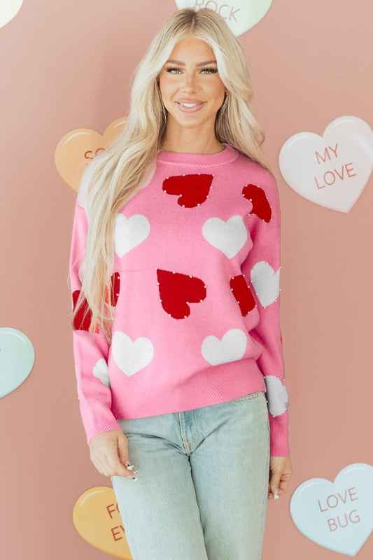 Aliyah Pattern Valentines Day Sweater Pink 35ea2468-e23b-4202-82dc-28d3e4b81f2c