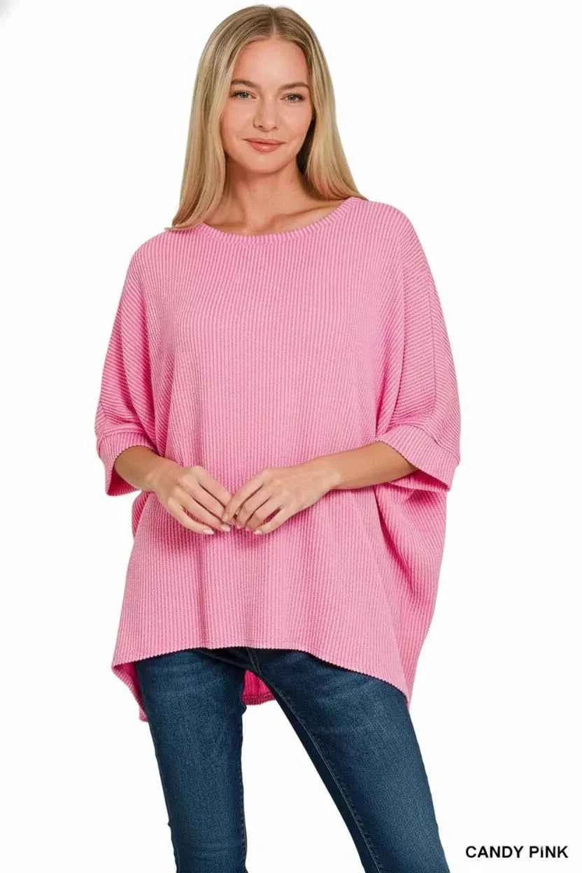 Zenana Raised Rib Bat Sleeve Top 35f68cdf-df6e-44a1-ba68-764aa8cffcc7-Max-Origin